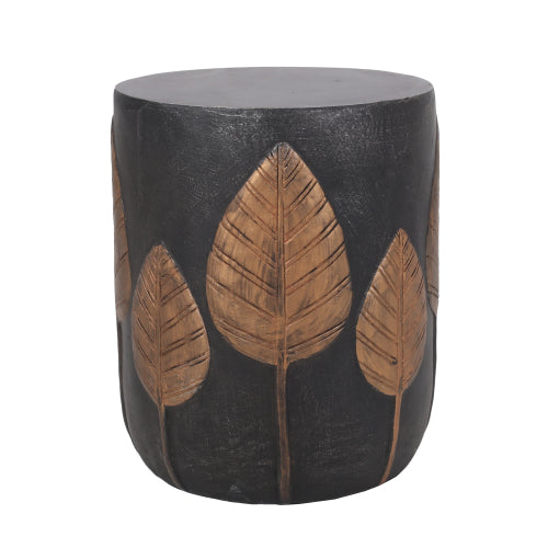 Outdoor Lightweight Concrete Side Table – Boho Copper Finish Accent Table, Patio & Indoor Decorative End Table