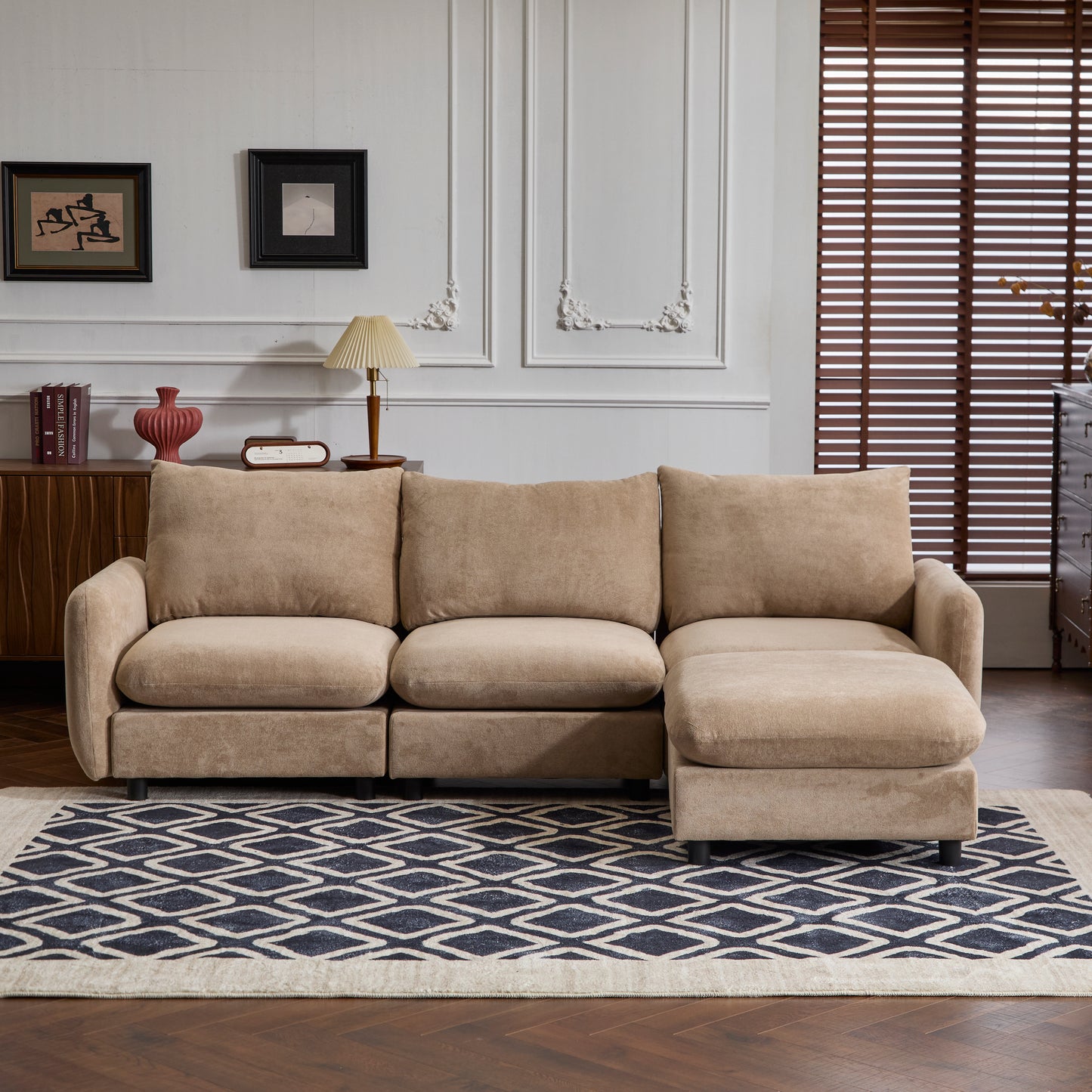 Modular Velvet Sectional Sofa Corner Chair – Convertible Upholstered Couch with Flexible Configurations for Living Room