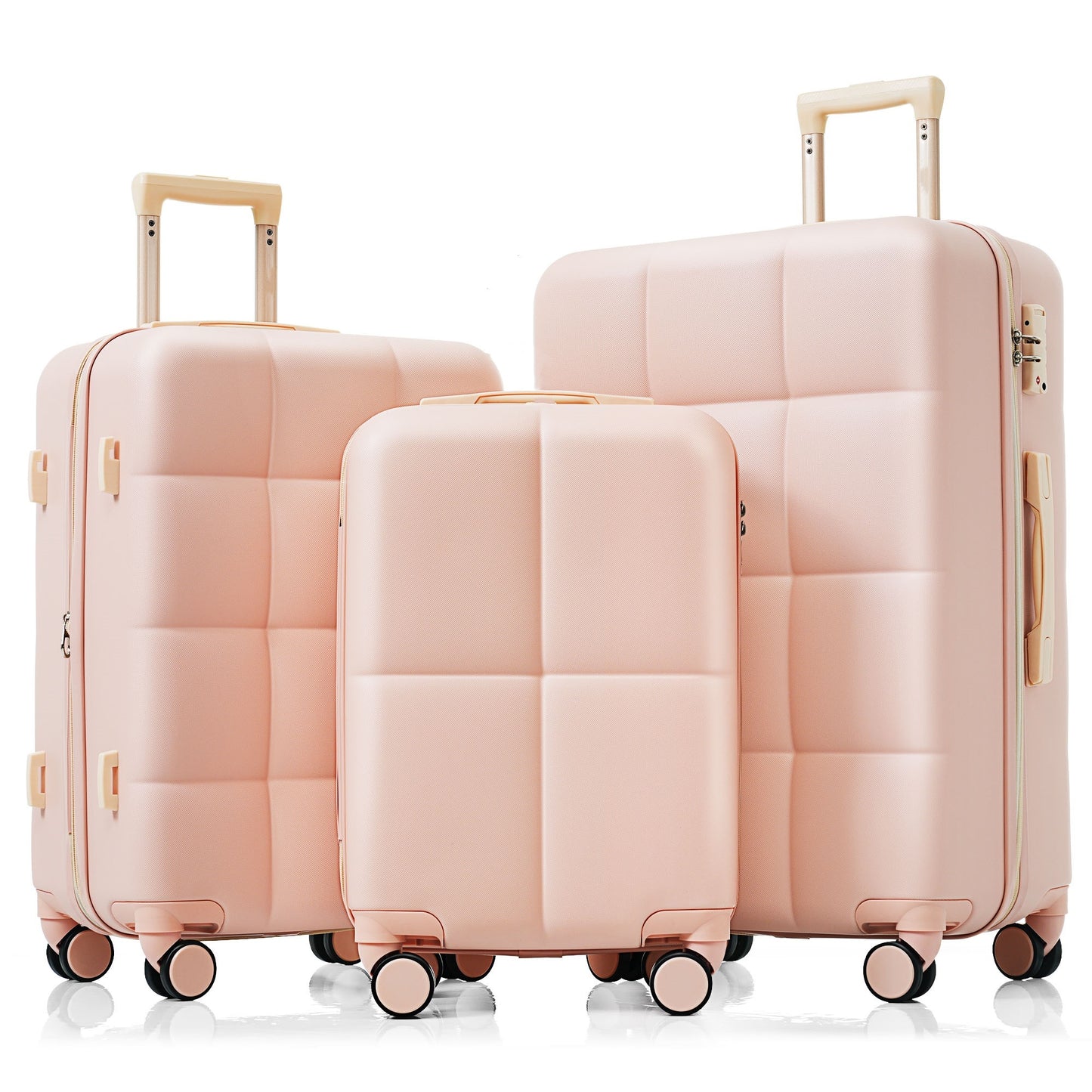 Luggage Set of 3, Airline Certified Carry-on Luggage with Cup Holder, ABS Hard