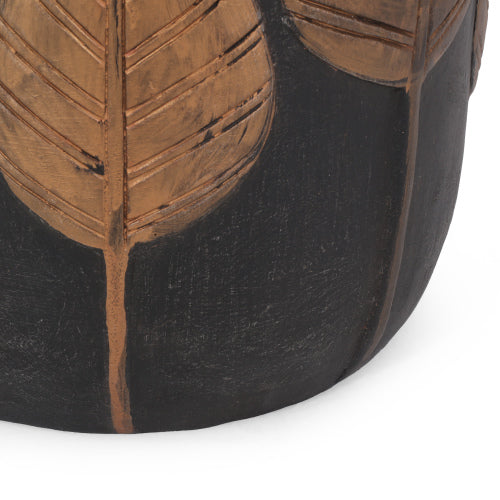 Outdoor Lightweight Concrete Side Table – Boho Copper Finish Accent Table, Patio & Indoor Decorative End Table