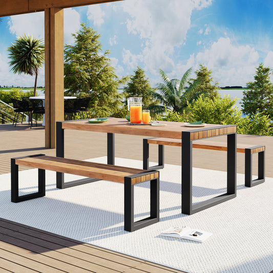 3-Piece Patio Furniture Set Acacia Wood Acacia Wood for Outdoor Conversation Seating for Patio and Garden Lounge Areas
