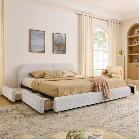 Bed Frame Available in Multiple Color Options MDF Modern with Storage and Drawer Storage, Available in Queen and King sizes for Bedroom or Guest Room
