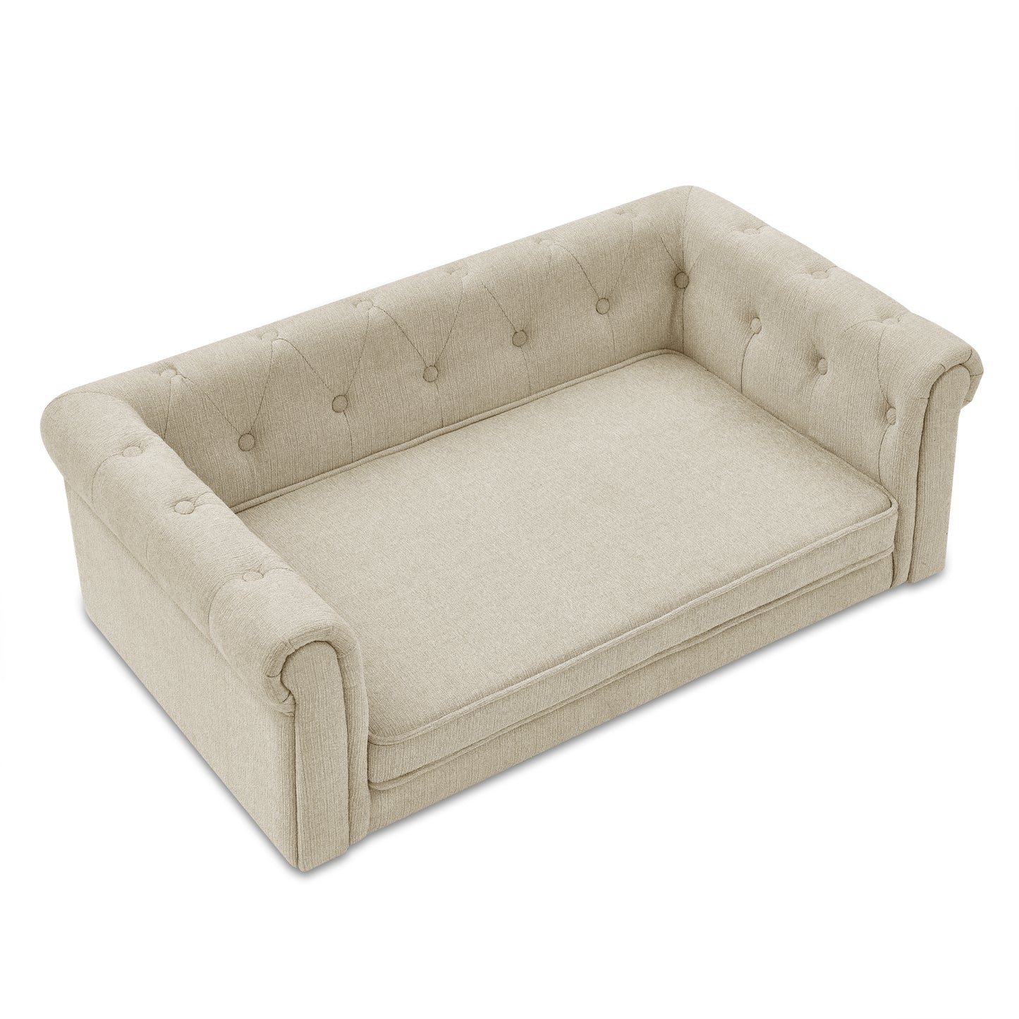 Modern Style Elegant Rectangle Pet Bed, Durable Elevated Dog Sofa, Foam