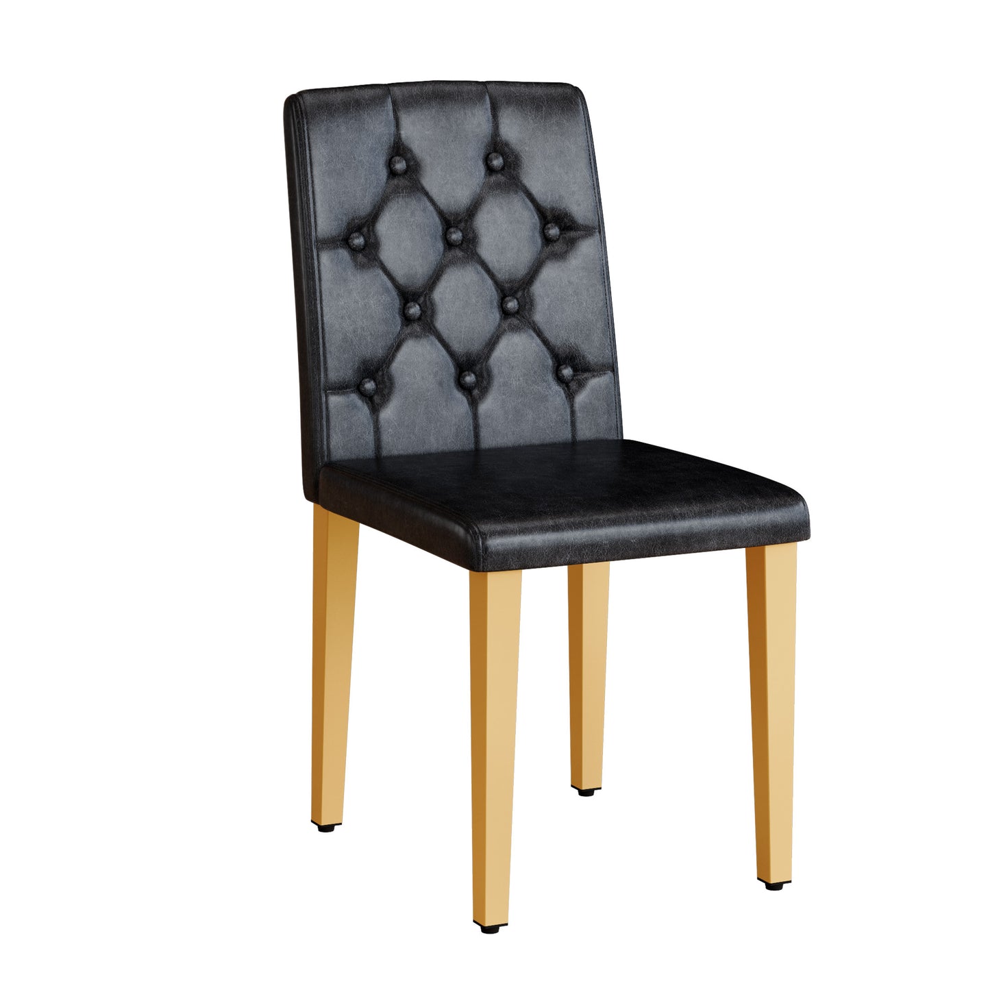 PU Leather Dining Chairs Set of 4 – Ergonomic Buckle Backrest Chairs, 35” Upholstered Dining Seating with Metal Legs