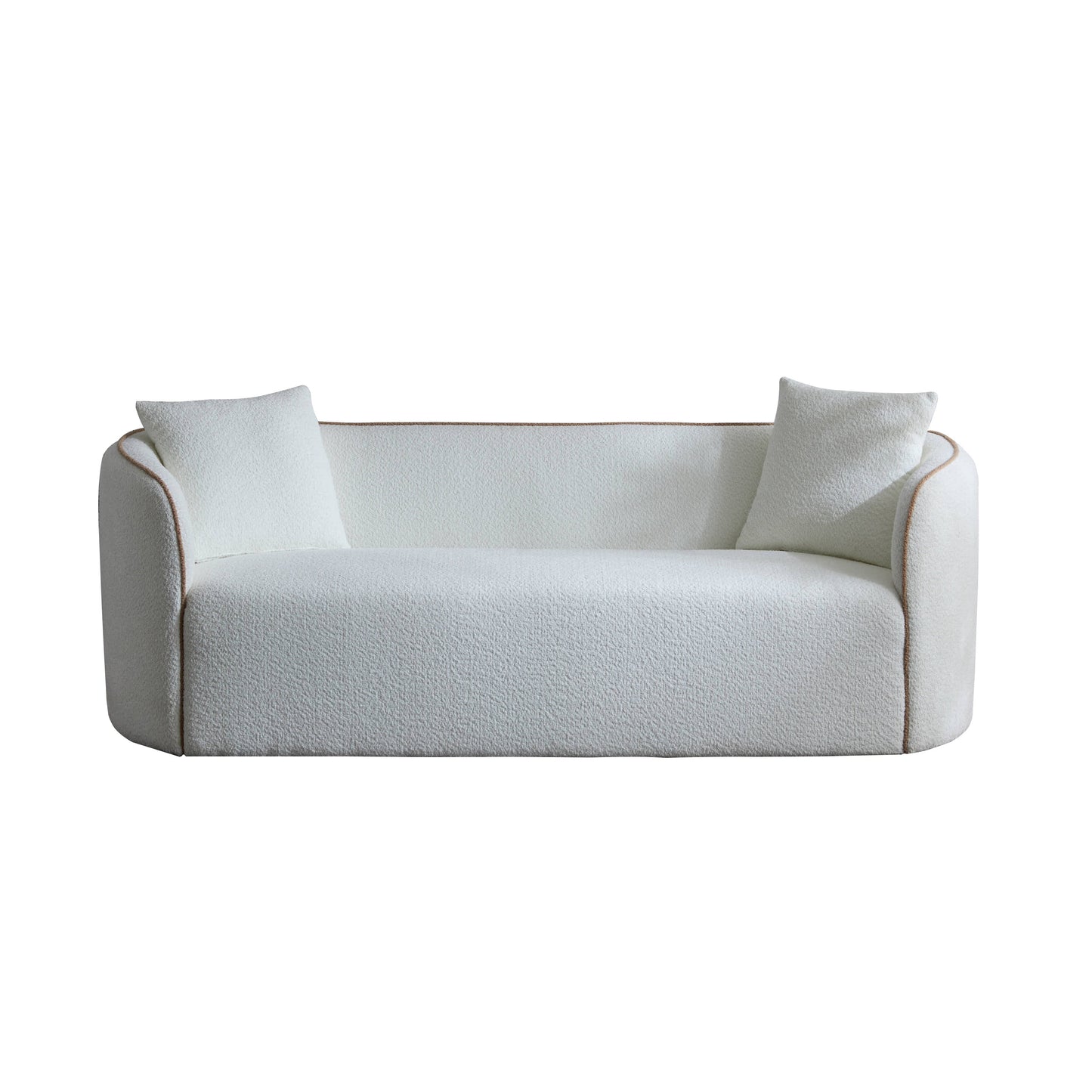 82" Curved Boucle Sofa – Modern 3-Seater Upholstered Couch with Pillows for Living Room and Bedroom