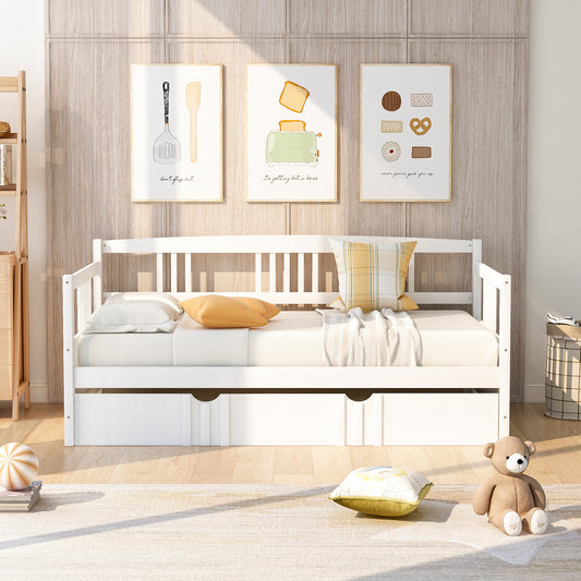 Daybed, Twin Size, Solid Wood with Trundle for Bedroom or Living Room
