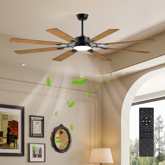 Ceiling Fan 71.7-Inch Iron Black Modern for Living Room, Bedroom and Dining Room