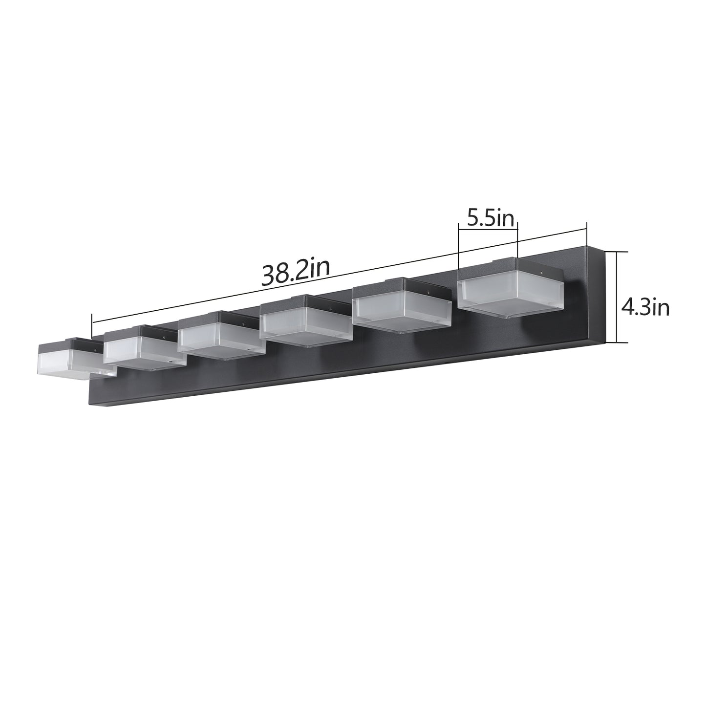 (Same as W1340110609/L2015) Modern 6-Light Black LED Vanity Mirror Light Fixture For Bathrooms And Makeup Tables