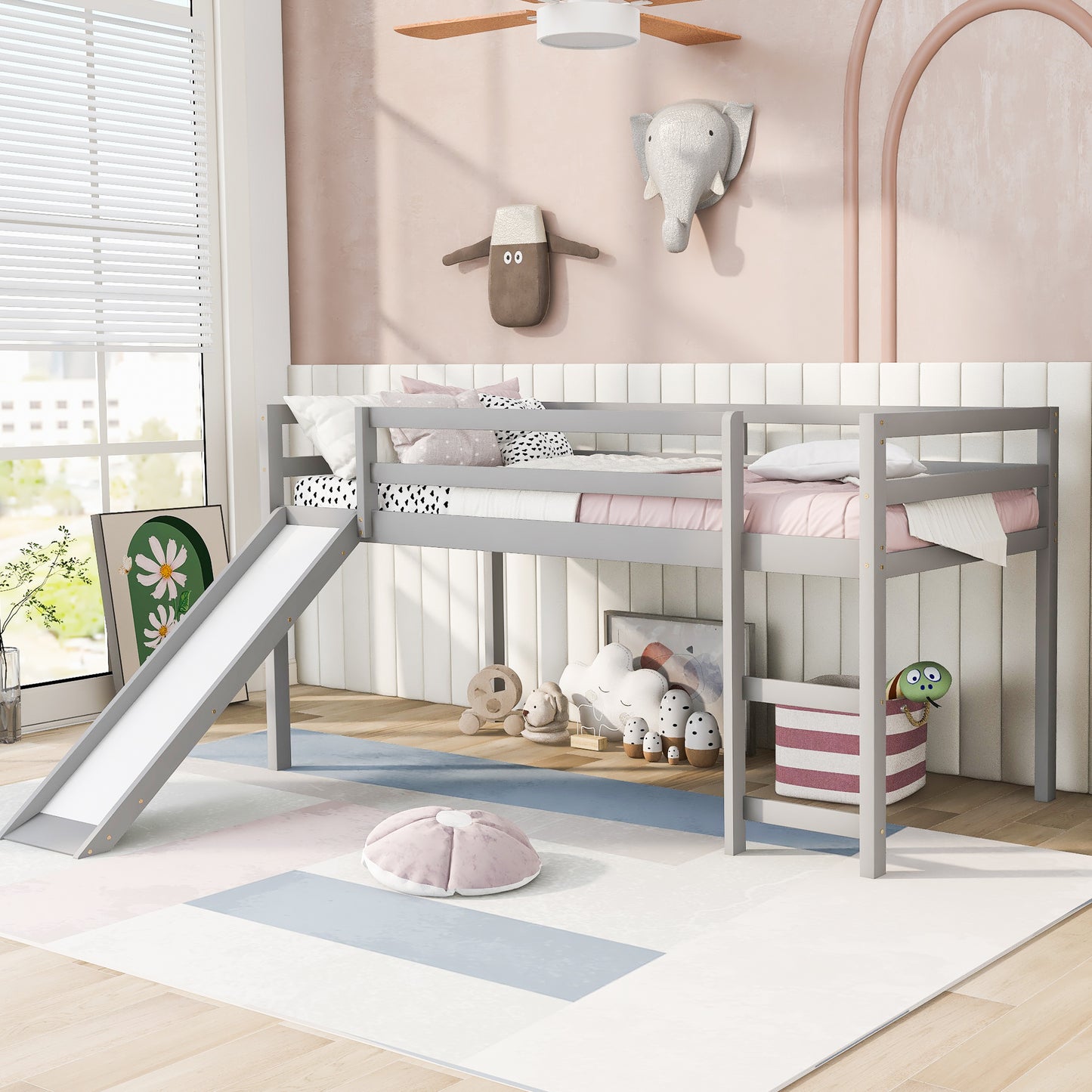 Loft Bed with Slide, Multifunctional Design