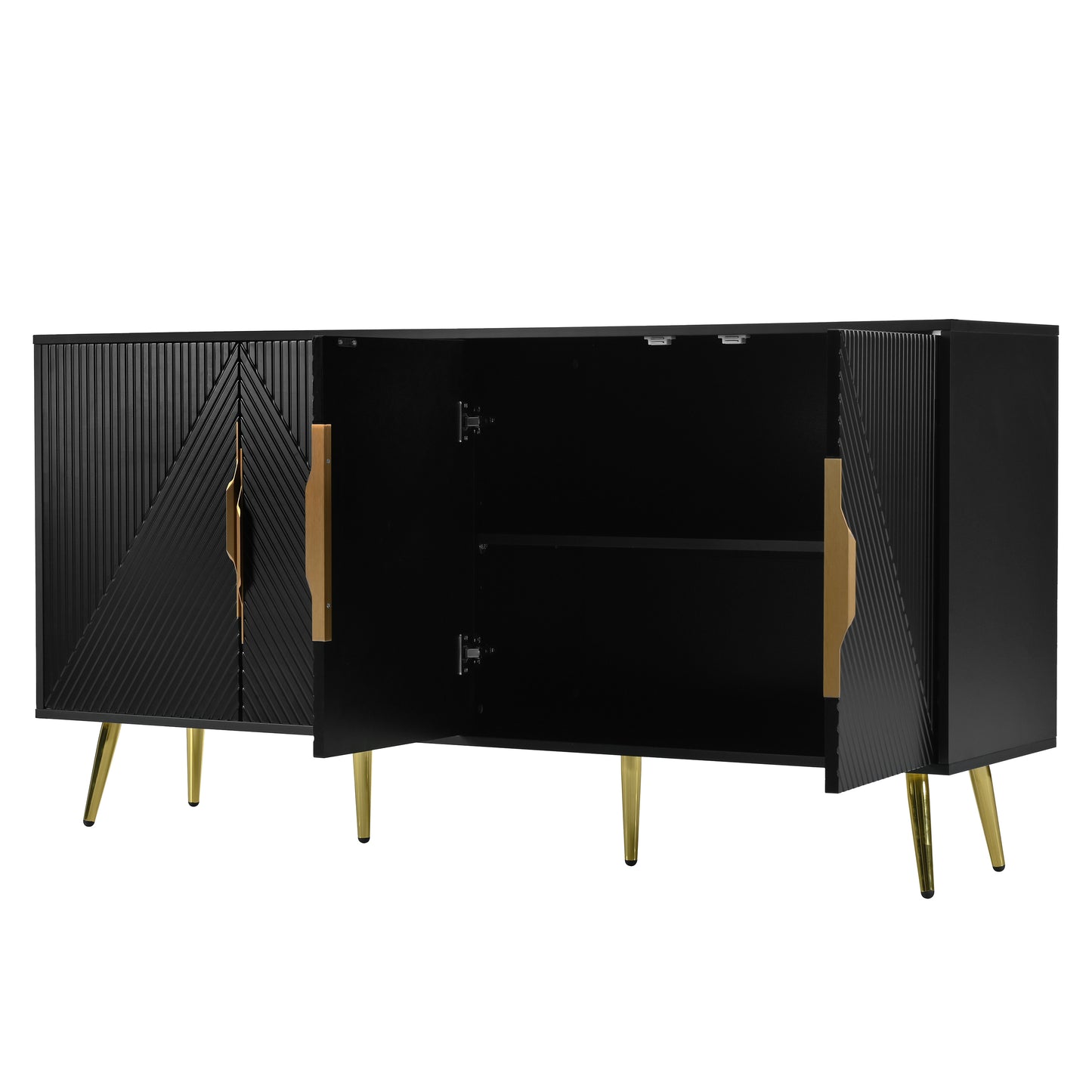 Stylish Sideboard with Wave Geometric Design, Conical Legs, Adjustable, Suitable for Study, Entryway and Living Room
