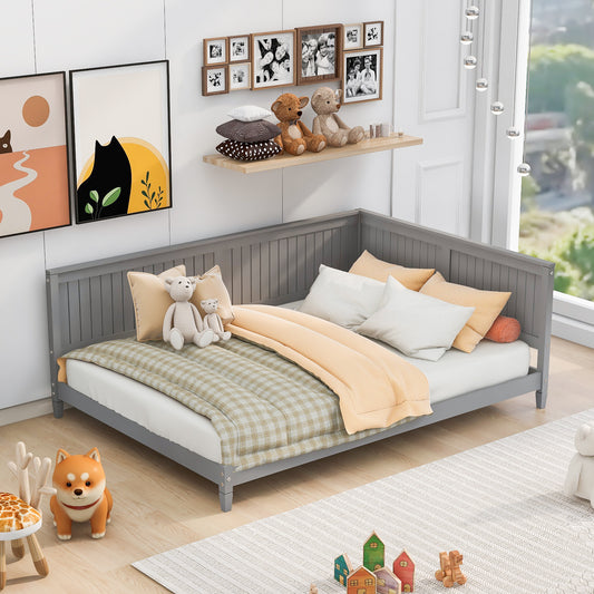 Daybed Sofa Bed, Full Size, Solid Wood and MDF with Sofa Seating, Wood Slat Support, and Backrest for Bedroom or Living Room