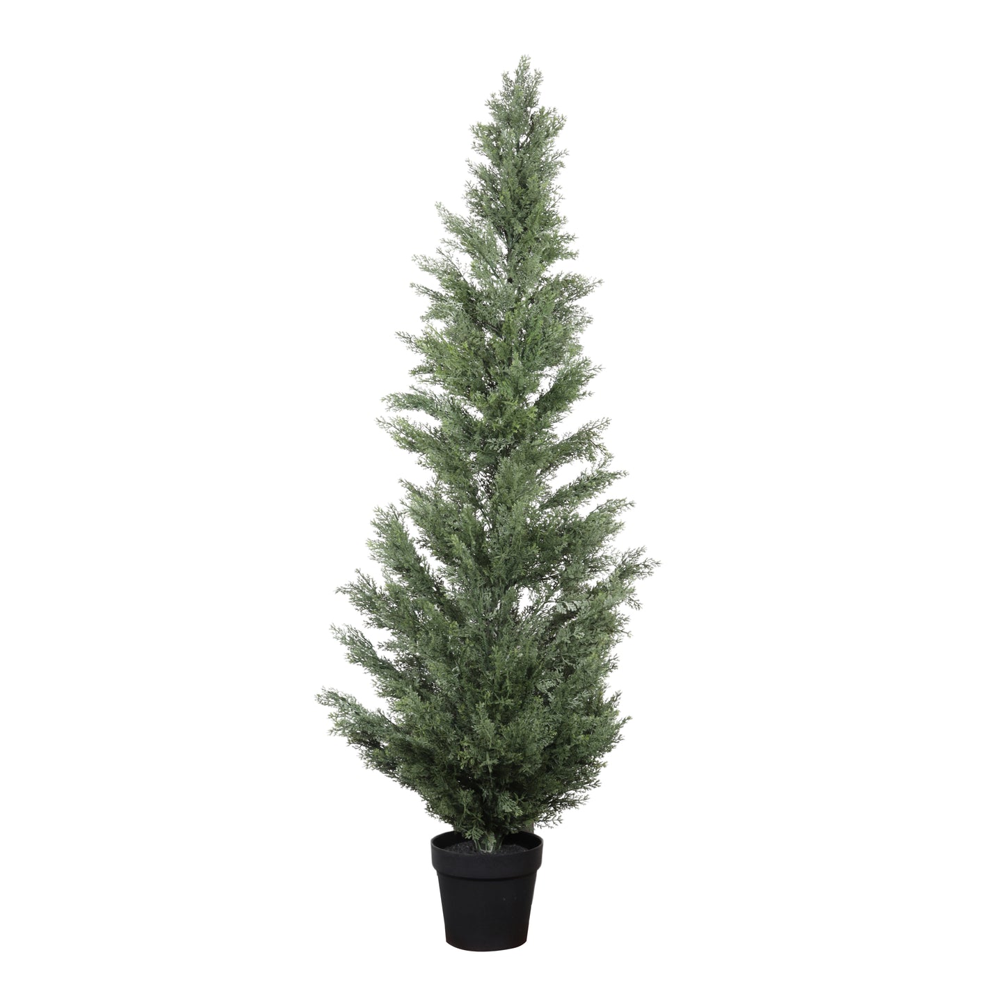 Artificial Cypress Tree in Black Plastic Pot UV Resistant, Realistic Indoor Outdoor Fake Topiary Plant, Garden or