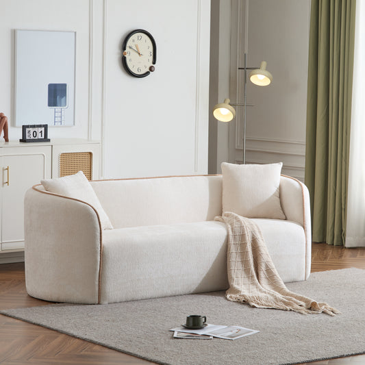 82" Curved Boucle Sofa – Modern 3-Seater Upholstered Couch with Pillows for Living Room and Bedroom