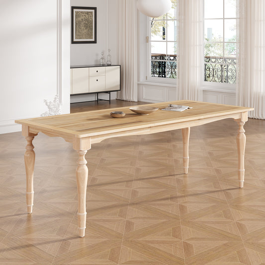 Extendable Dining Table Vintage Rubber Wood Natural with Extendable Design for Dining Room or Kitchen