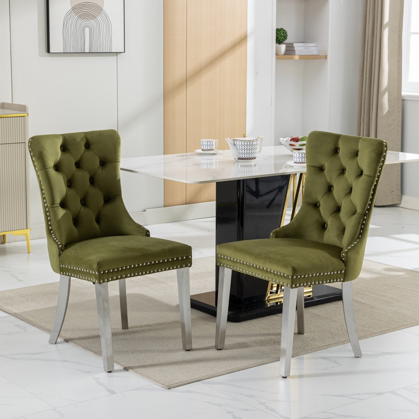Nikki Collection Modern, High-end Tufted Solid Wood Contemporary Velvet Upholstered