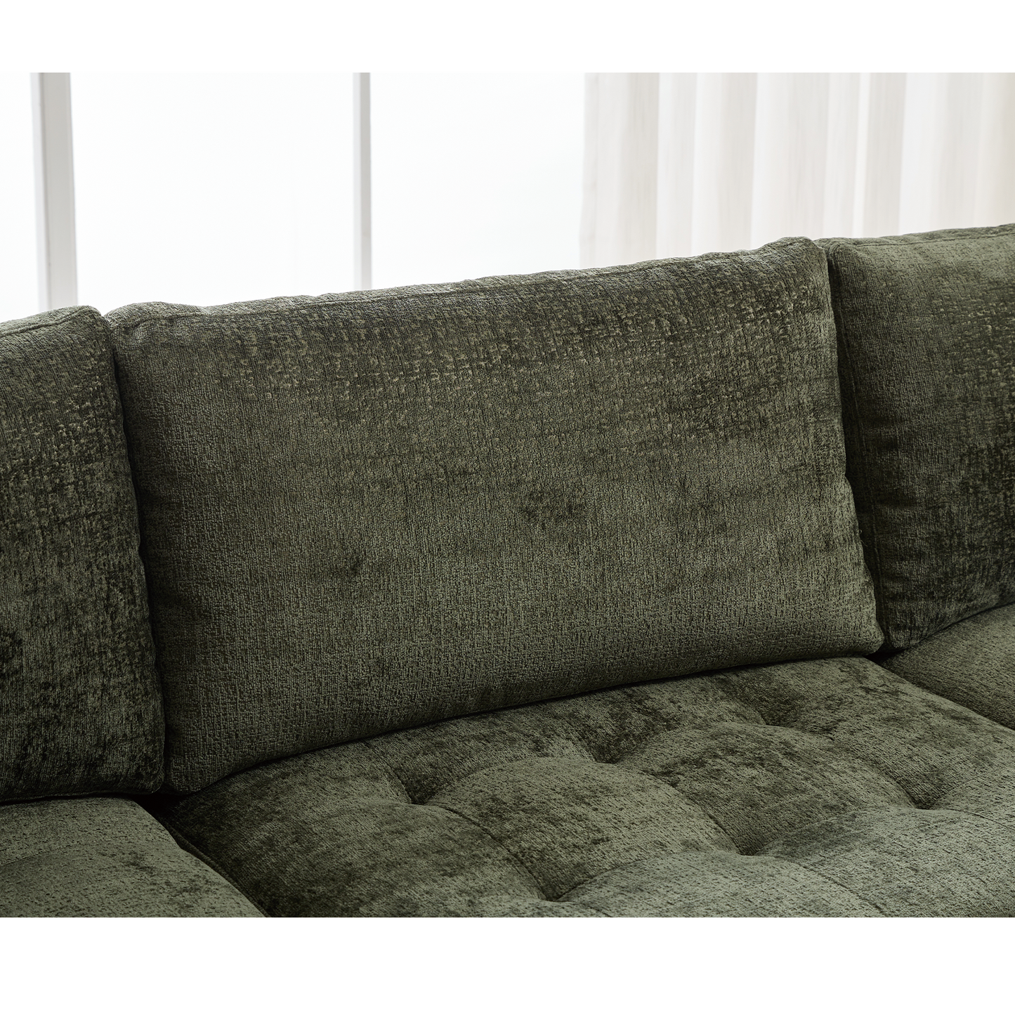 Modular Sectional Couch with Storage Ottoman, U Shaped Sofa, Storage Ottoman,Minimalist ,Convertible Modular Sofa,Chenille ,Upholstered,6 Seat,Living Room,   Green