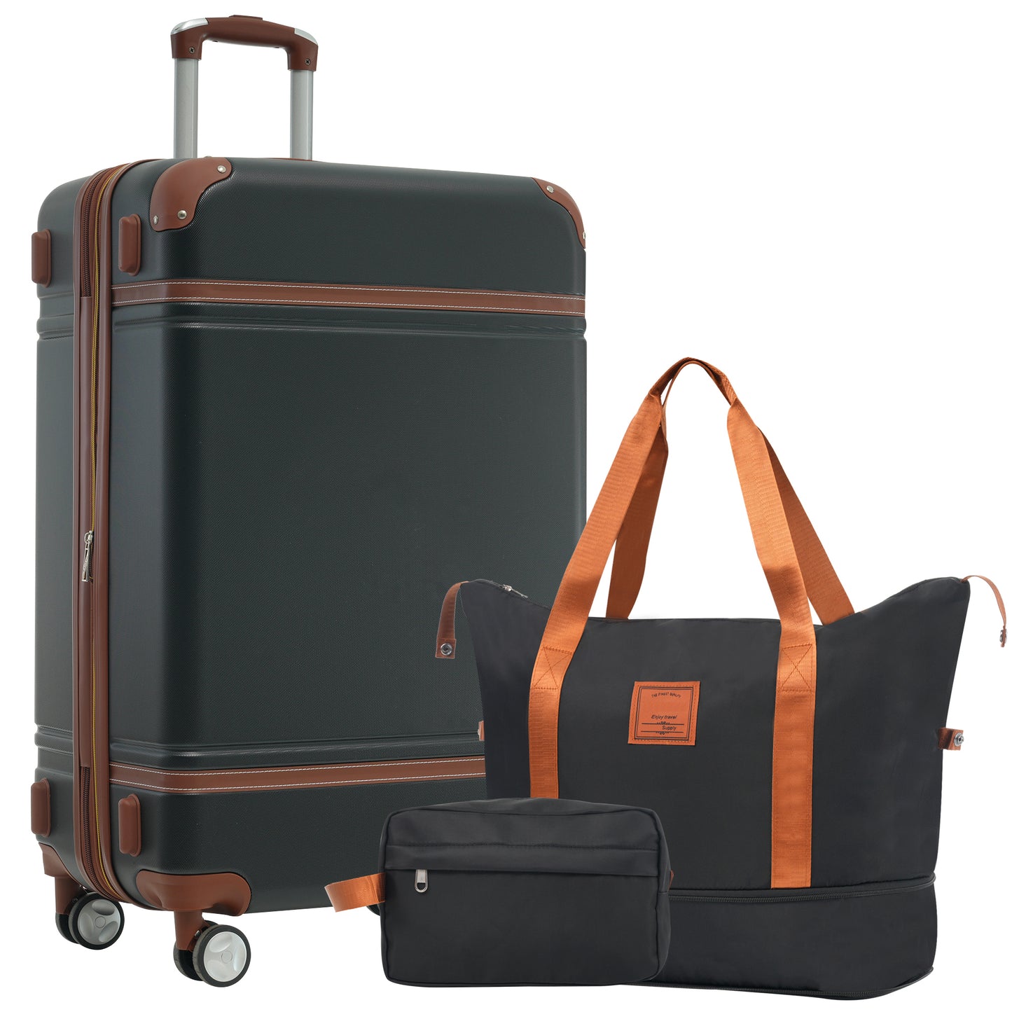 Hardshell Luggage Sets with Bags Lightweight Suitcase Double Spinner Wheels with TSA Lock Single Vintage Lug