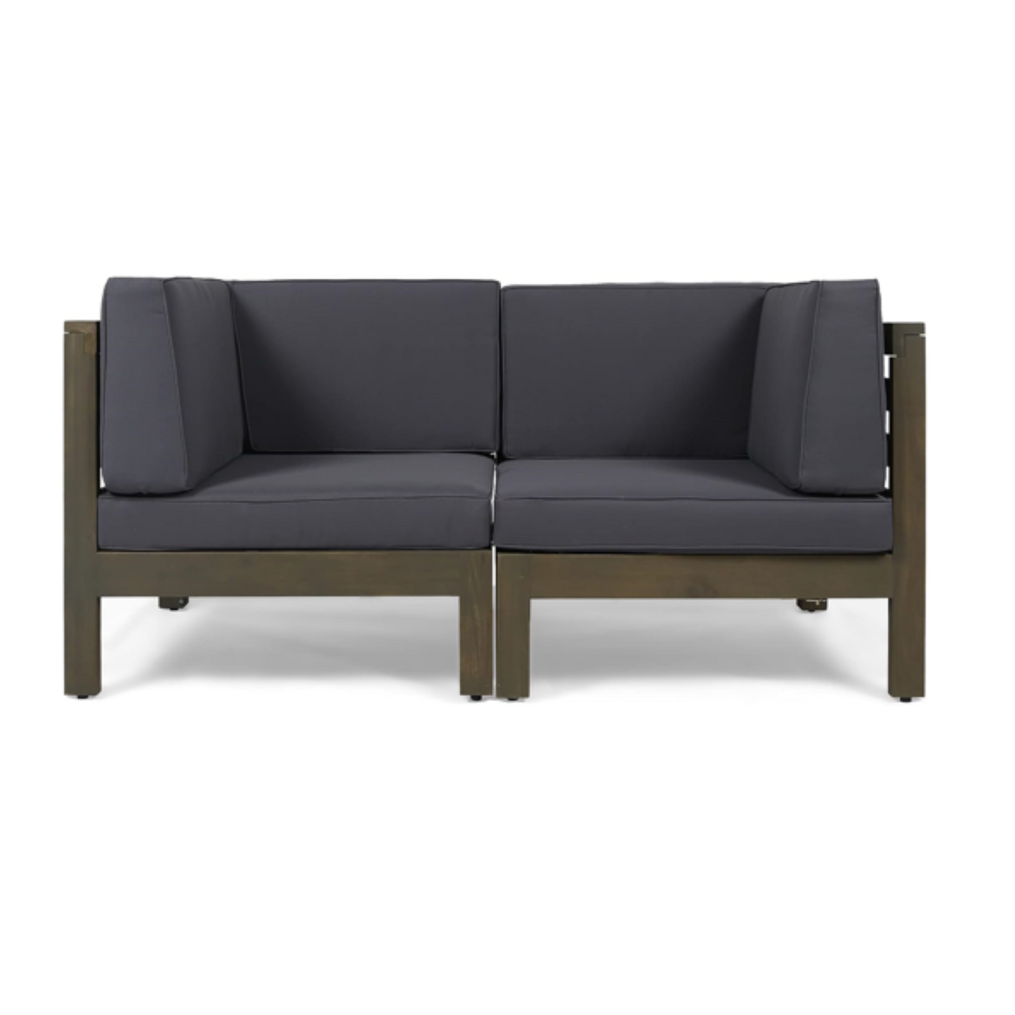 2-Piece Outdoor Loveseat Set with Water-Resistant Cushions – Acacia Wood Patio Conversation Seating