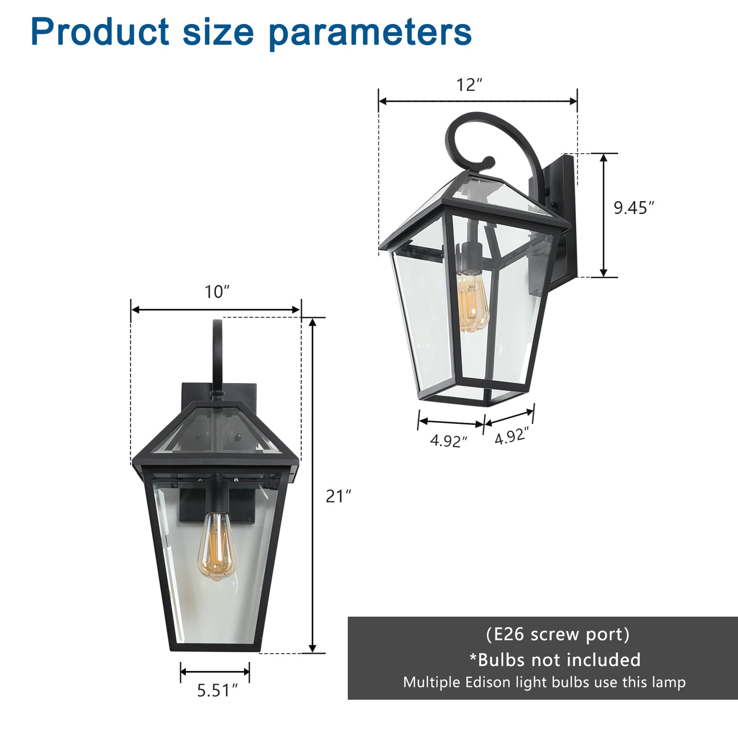 Modern Outdoor Waterproof Wall Lamp Supports multiple types of light bulbs 1 pack