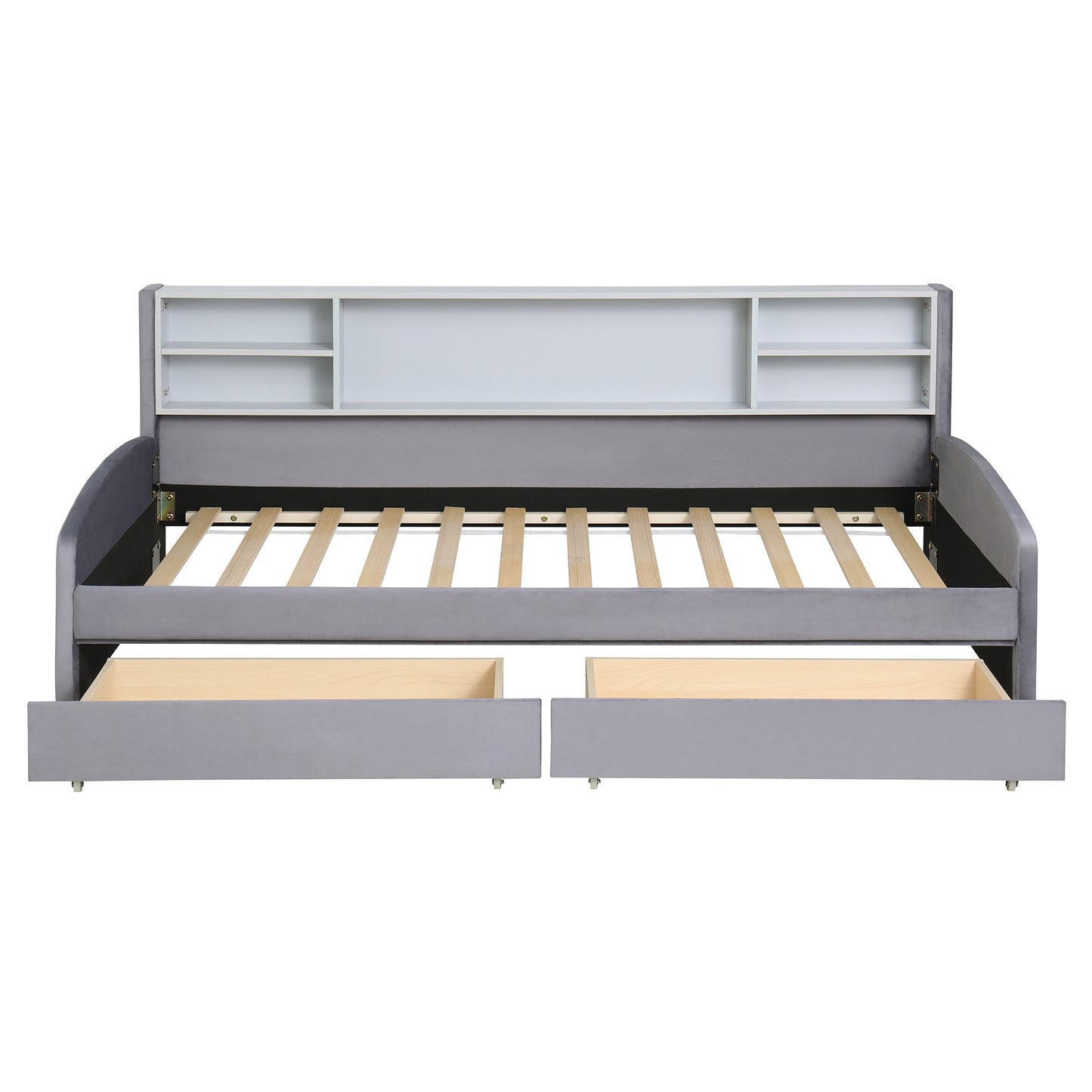 Luxurious Velvet Upholstered Platform Bed with Storage Drawers and Headboard
