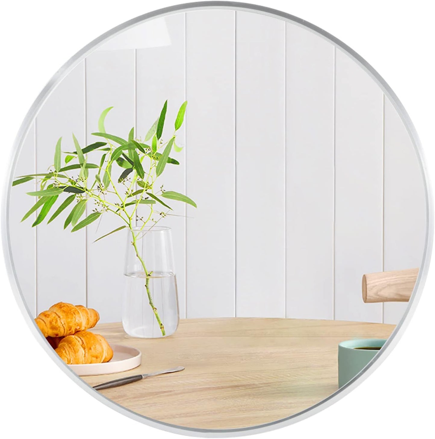 Round Metal Frame Wall Mirror – 32" Modern Bathroom Vanity Mirror, Circular Decorative Mirror