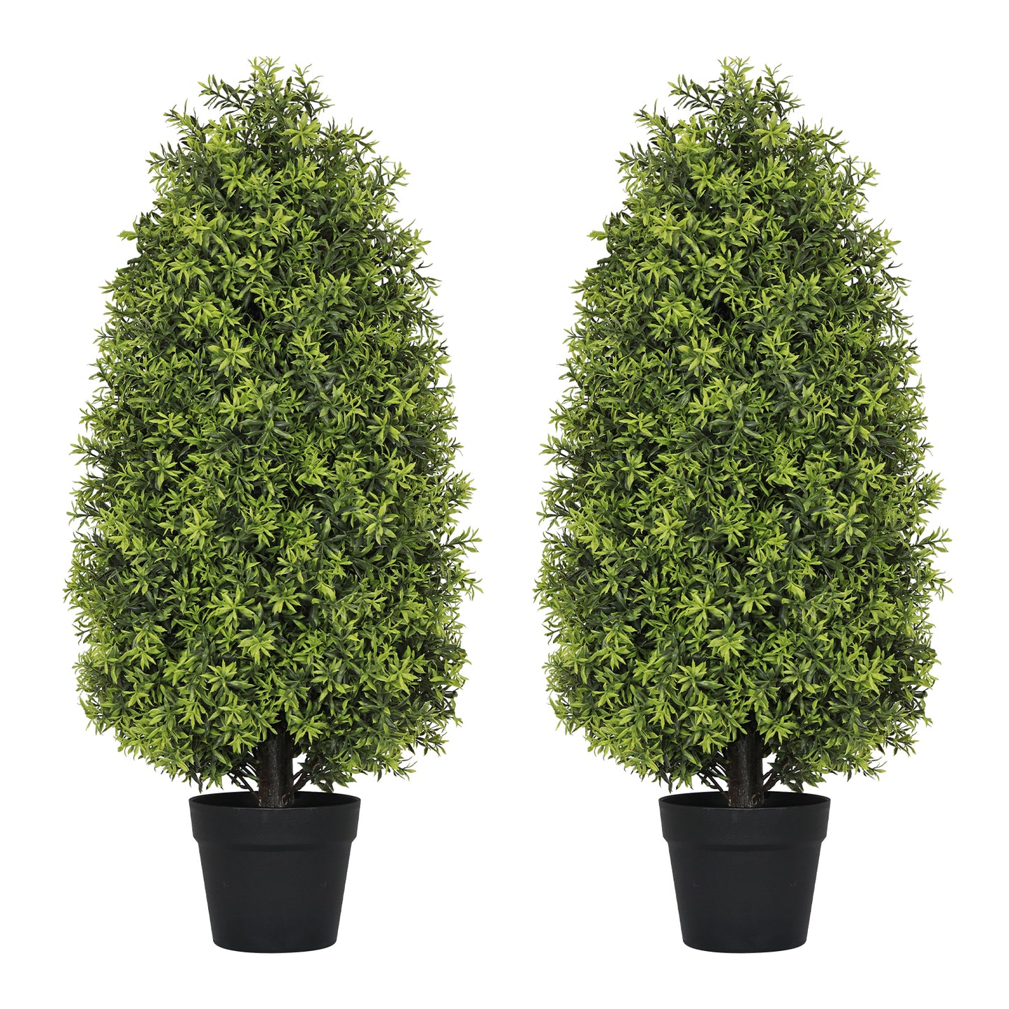 3FT Artificial Boxwood Cone Tree Faux Shrub for Outdoor Planter and Entryway Décor 2pcs/set