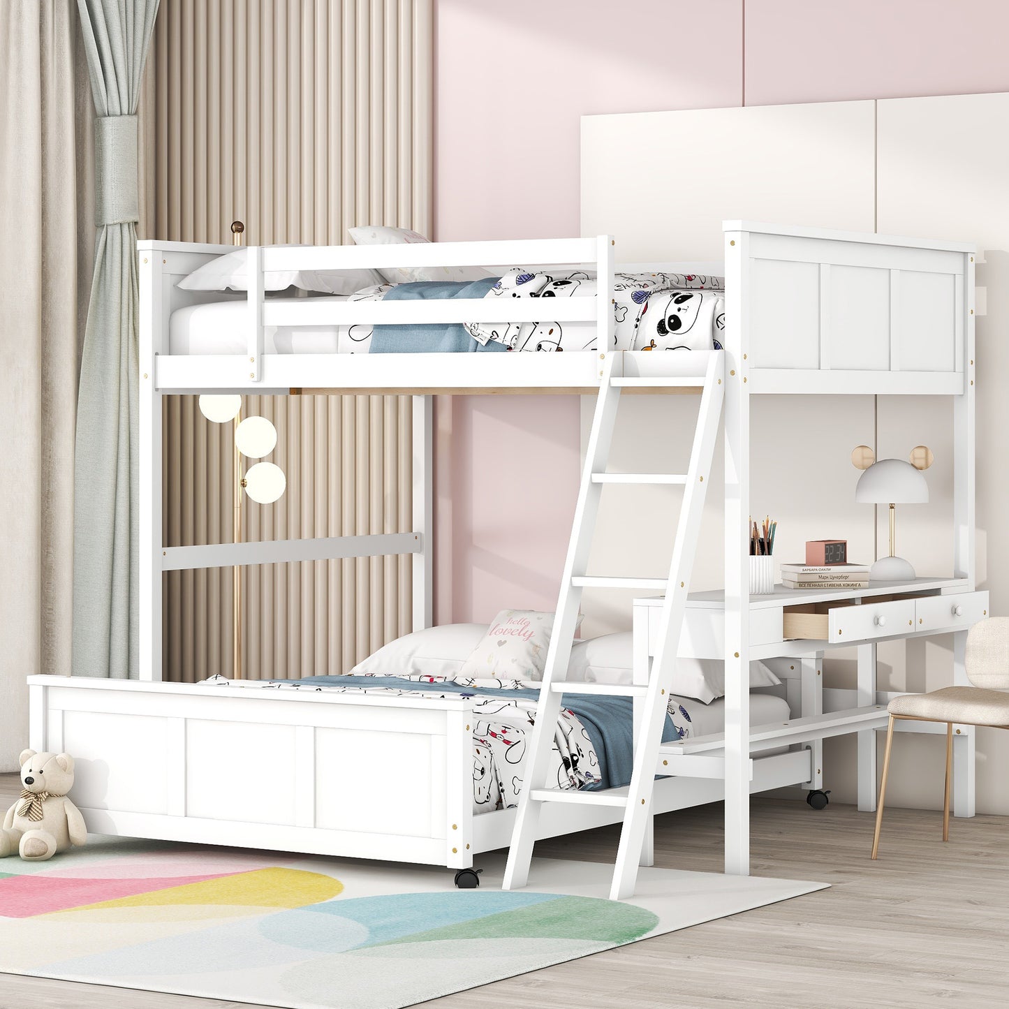 Full Over Full Bunk Bed with Desk
