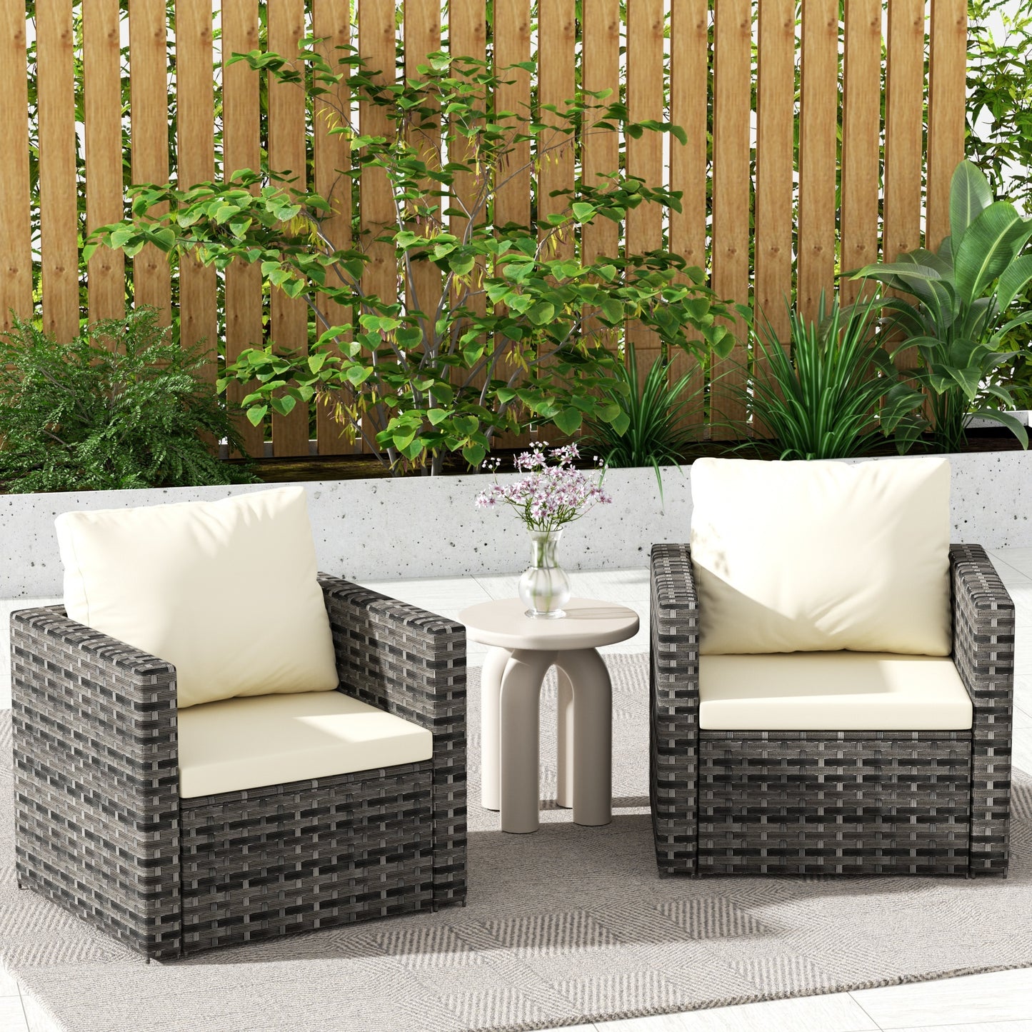 Outdoor Patio Rattan Sofa Set – Garden Wicker Chair Set with Cushions, Durable Steel Frame, 360 lb Capacity Seating