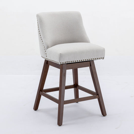 Bar Stools Set of 2 Multiple Color Options Wood+Fabric with Swivel Function for Dining Room or Kitchen Seating
