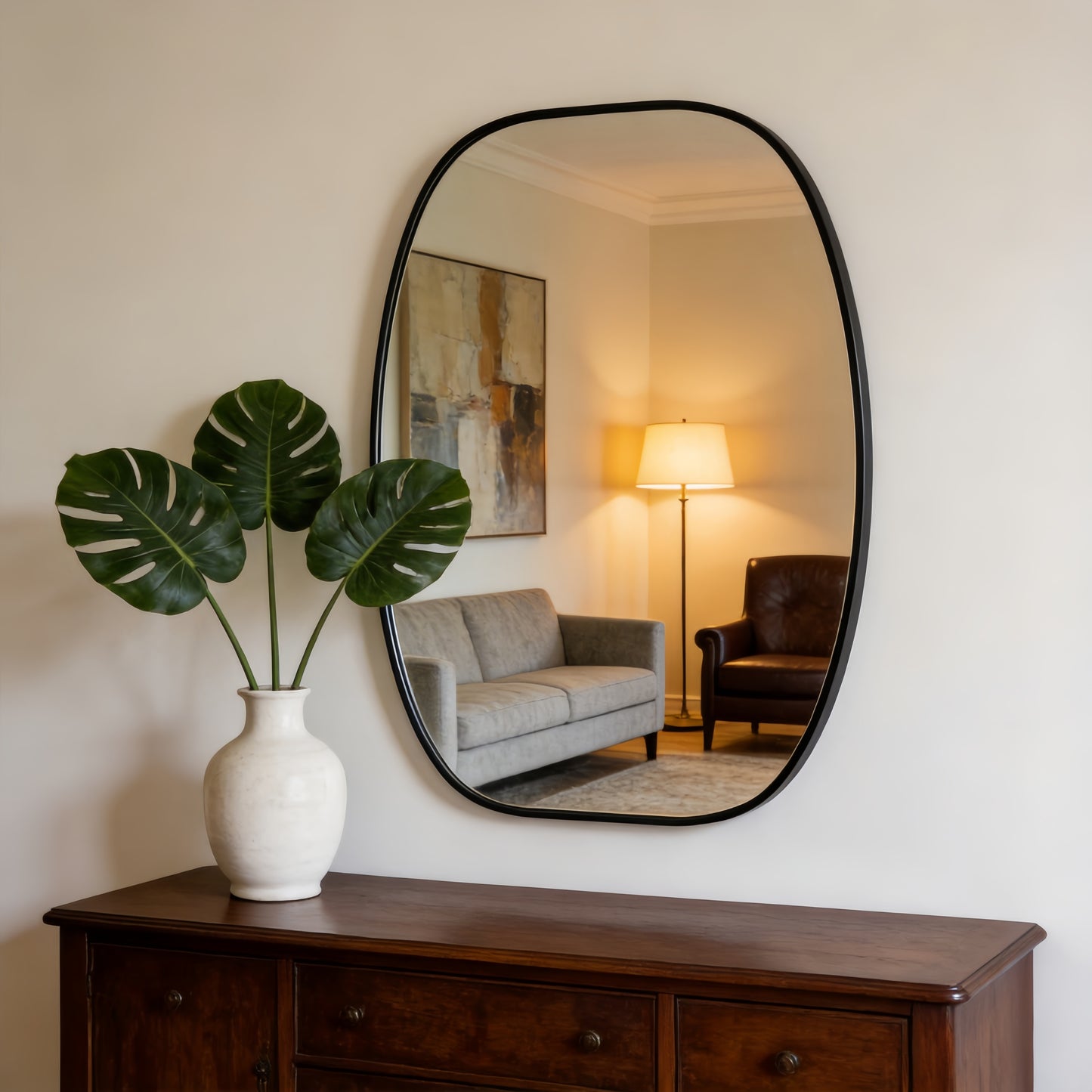 24x36 in Metal Framed Oval Vanity Bathroom Mirror for Wall