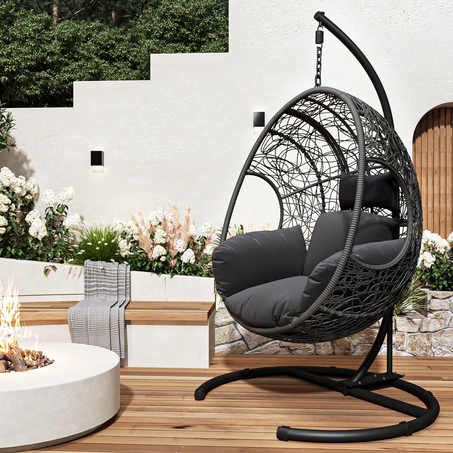 New Comming Outdoor Indoor PE wicker Swing Egg Chair