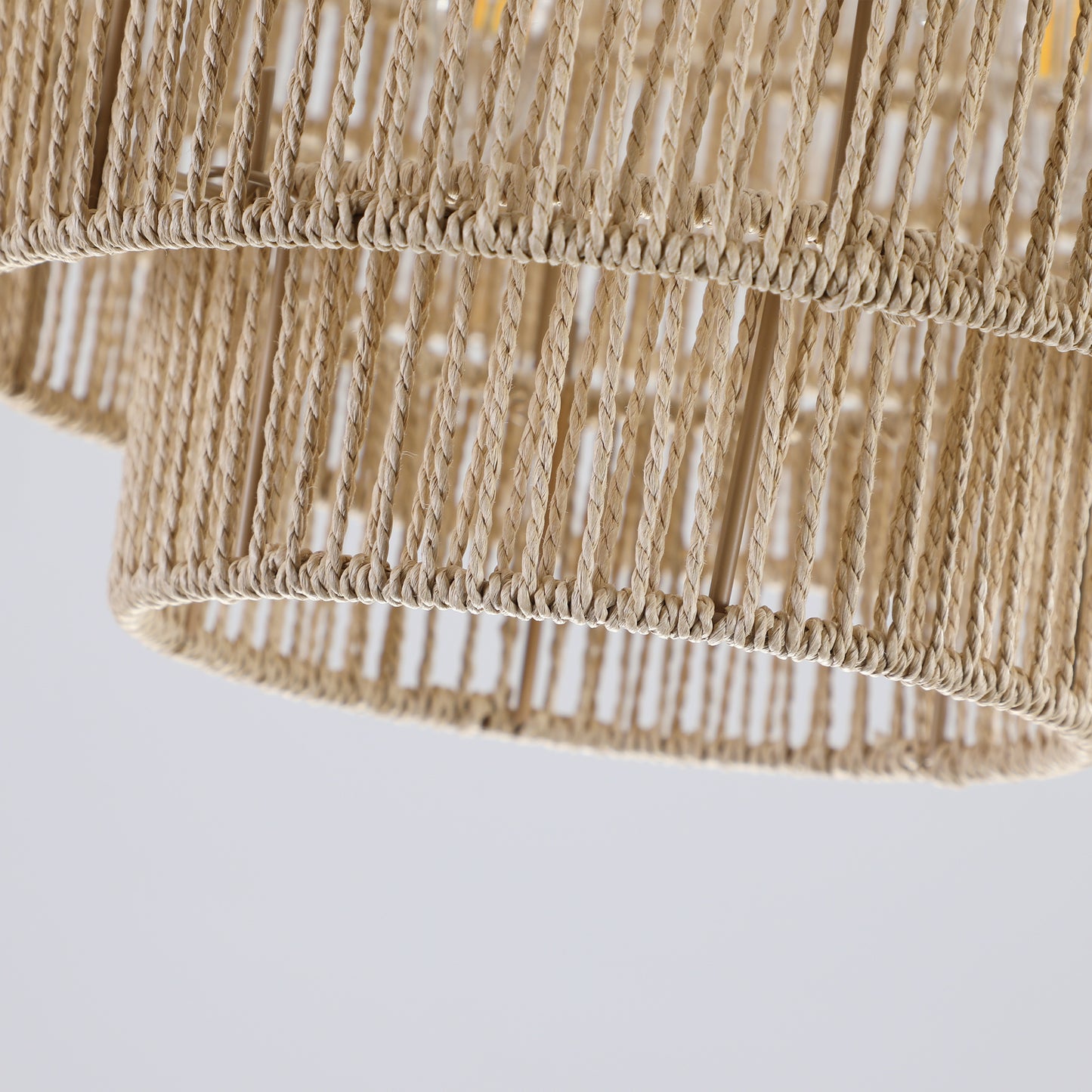 (Same as W1340P155977/L1019-5) Bohemian style Woven Pendant Light 23.6 Inch Rattan Ligh Large Rattan Pendant Light with 5-Tier Rattan Chandelier--Wood