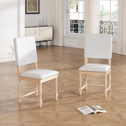 Dining Chair Vintage Rubber Wood Natural for Dining Room or Kitchen
