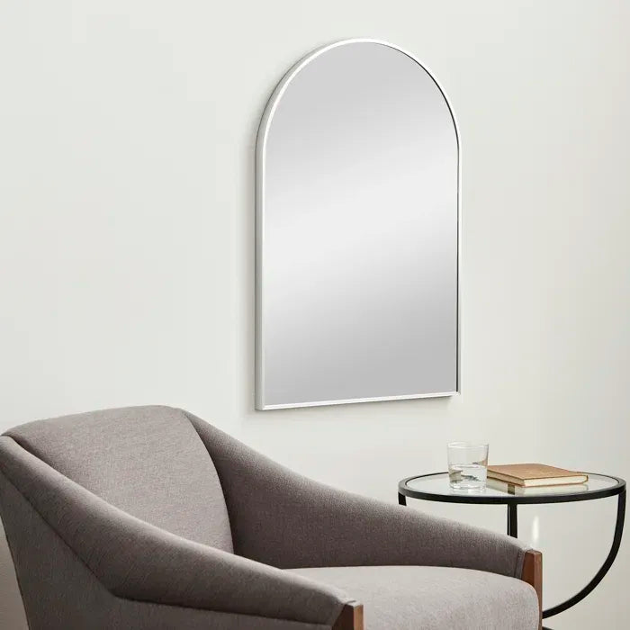 Arched Metal Frame Wall Mirror – 24" x 36" Modern Bathroom Vanity Mirror, Decorative Arch Mirror