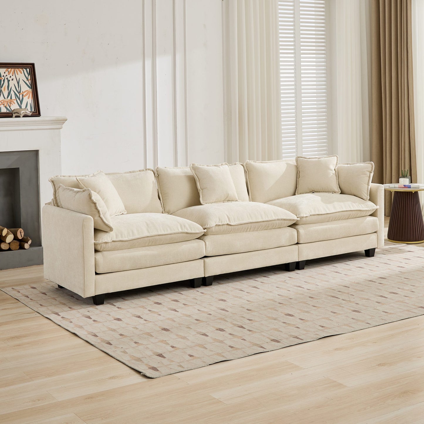Cloud Sofa Modern Sectional Couch, Comfy Double Layer Upholstered Seat Cushion,Breathable Chenille Fabric