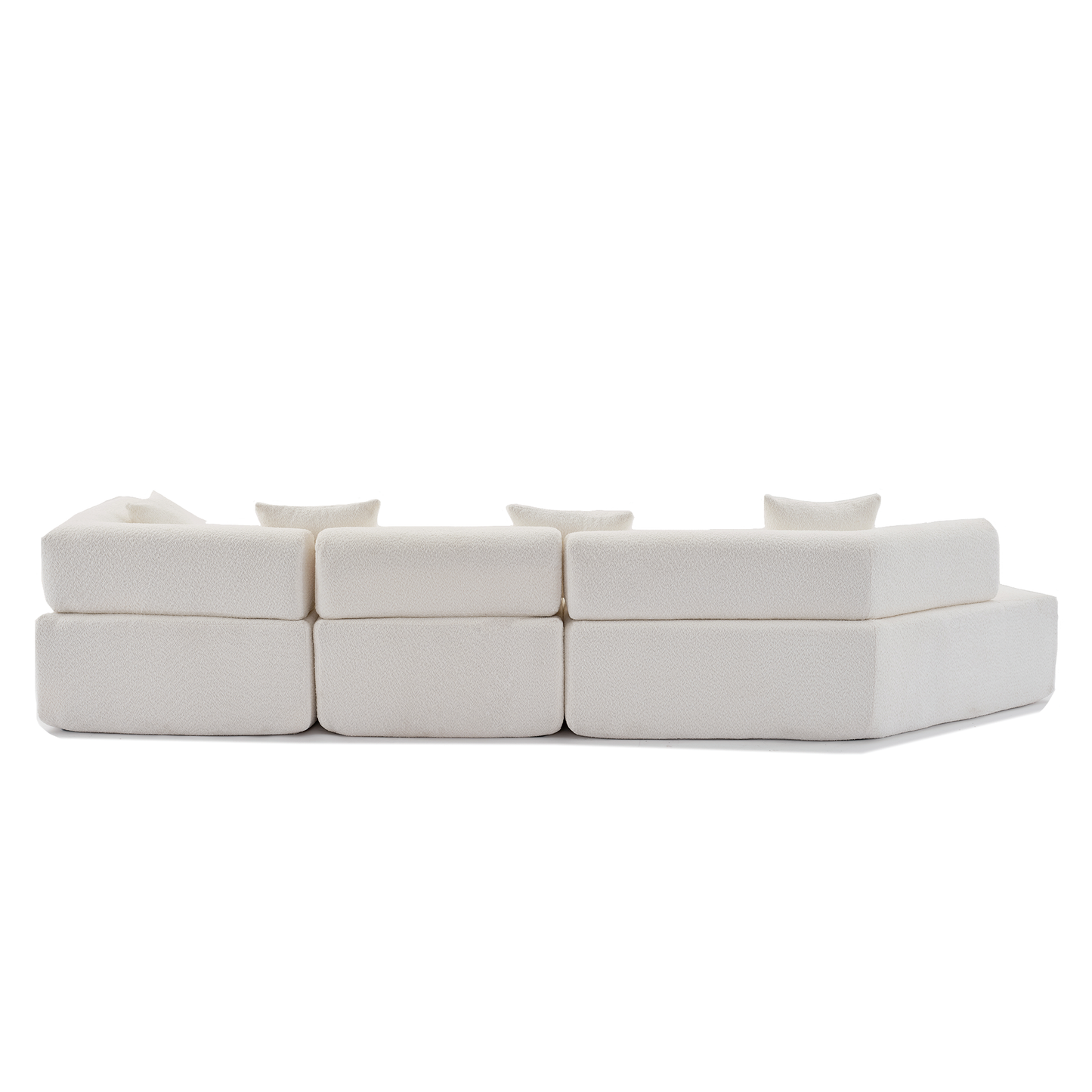 Modern Minimalist 140" L-Shape Couch ,No Assembly Required,Boucle,Modular Sofa ,Couch with Chaise,Free Combination Foam-Filled Sofa, 4 Seats,White