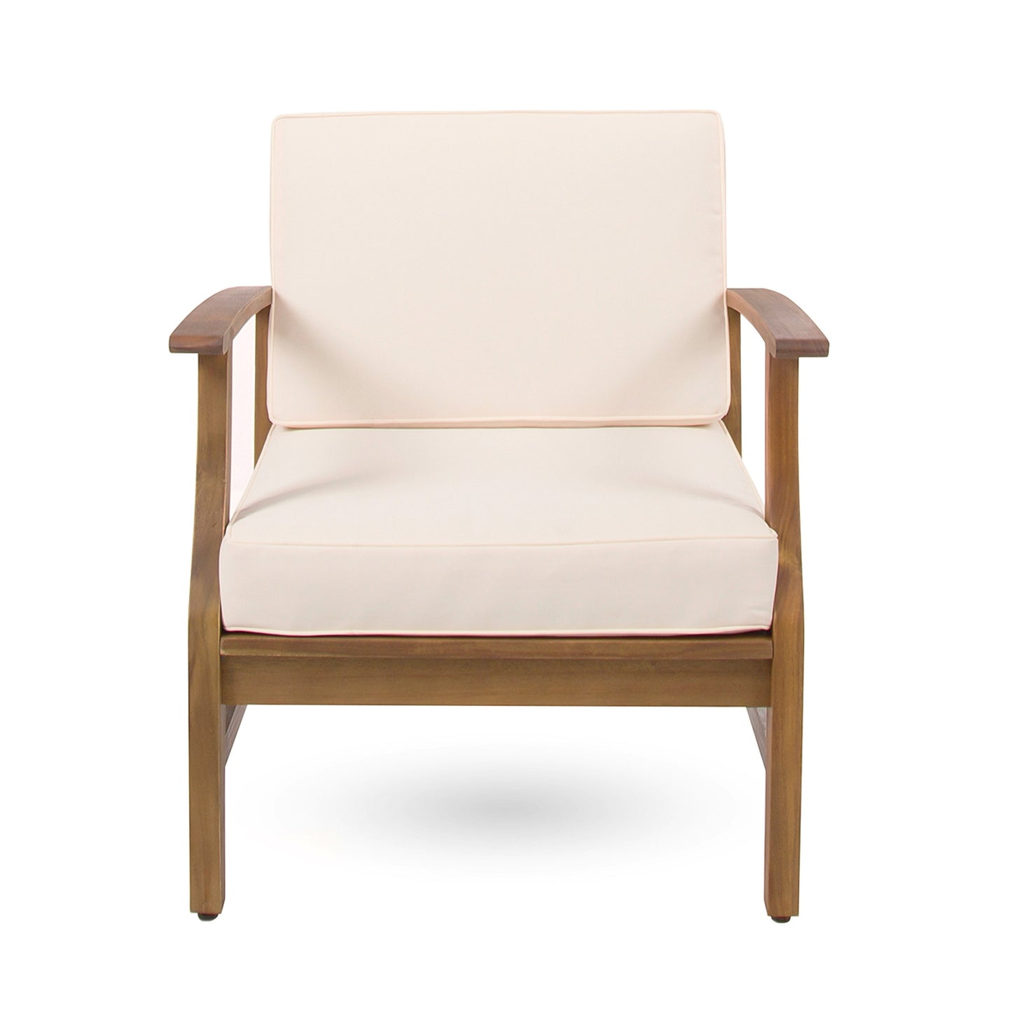 Perla Acacia Wood Outdoor Club Chair with Water-Resistant Cushion – Modern Patio Lounge Chair with Slat Panel Design