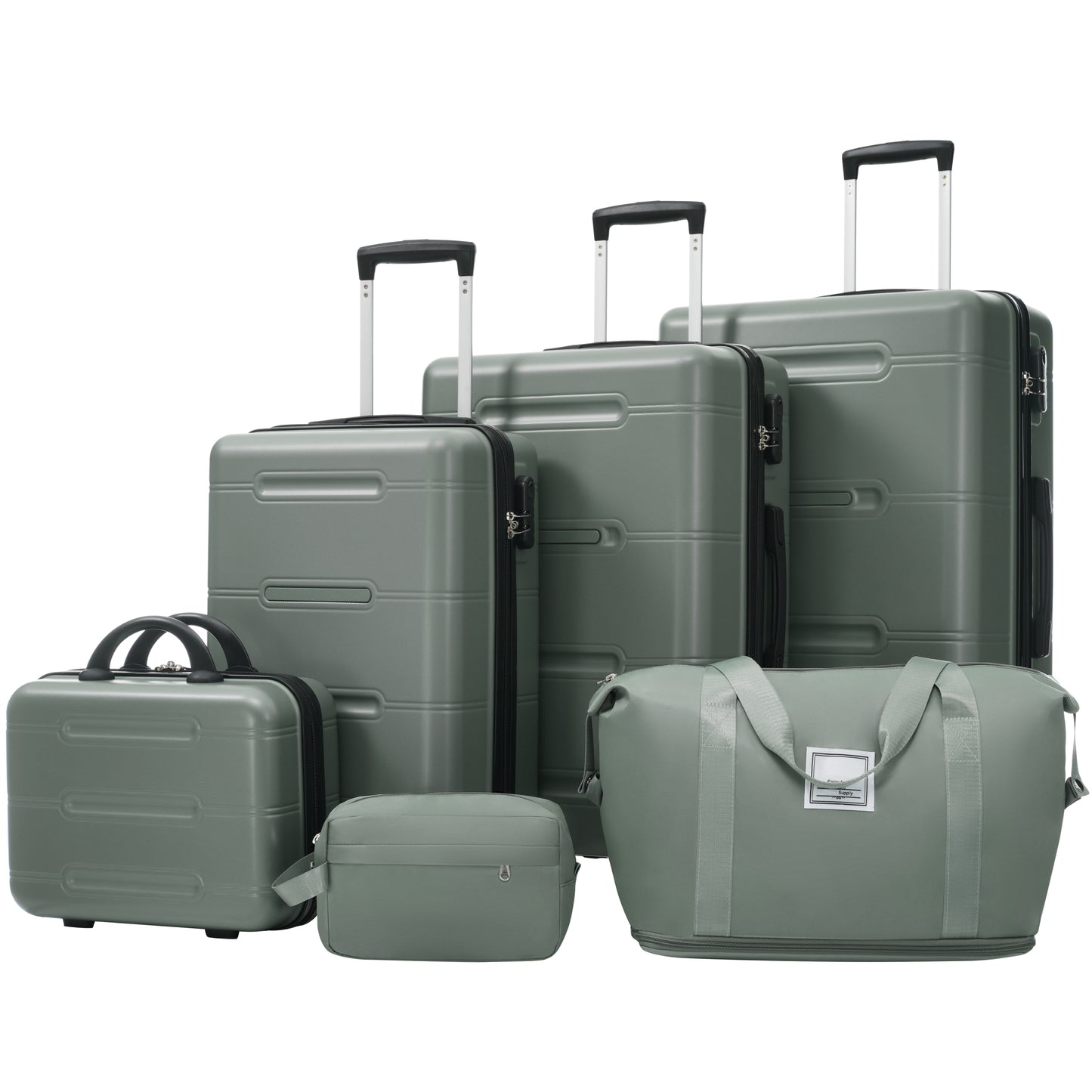 6 Piece Luggage Set, Lightweight Hardshell Suitcase with Double Spinner Wheels, Password Lock