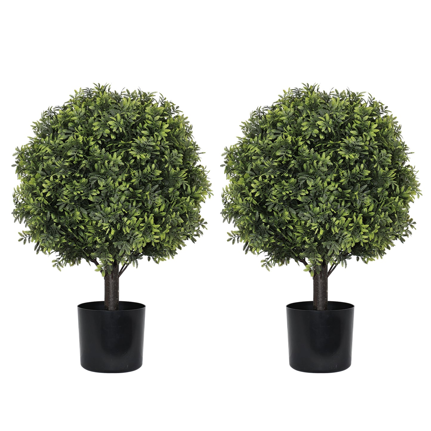 22in Artificial Topiary Boxwood Ball Trees – Faux Evergreen Potted Shrubs for Porch, Patio, Entryway, or Indoor Living Room Decor, 2pcs/set