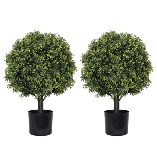 Artificial Plant 21.6-Inch Plastic Green 2-piece set for Home, Office and Décor Display