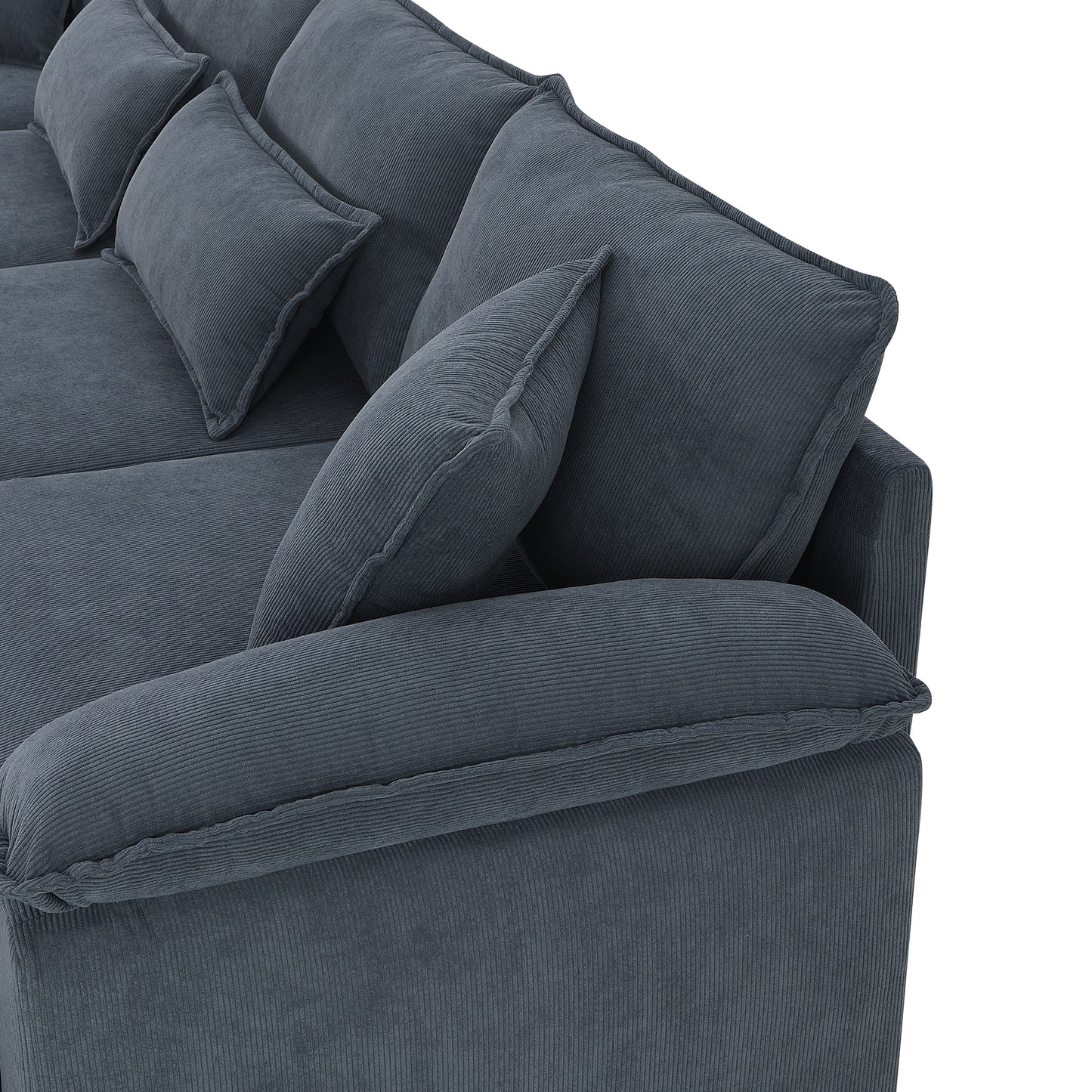 133*65" Corduroy Modular Sectional Sofa,U Shaped Couch with Armrest Bags,6 Seat Freely Combinable Sofa Bed,Comfortable and Spacious Indoor Furniture for Living Room, 2 Colors