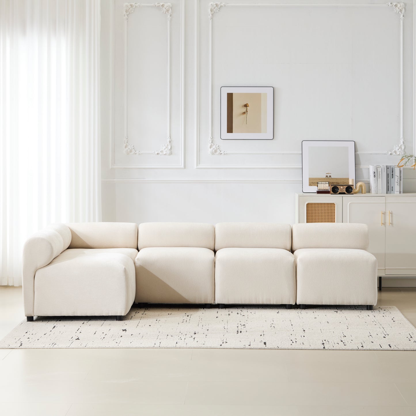 Modular Chenille Sectional Sofa – Modern Curved Upholstered Couch for Living Room, Bedroom & Apartment