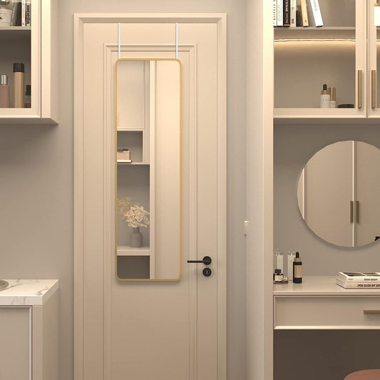 Over-the-Door Full-Length Mirror with Hanging Design for Bedroom, Closet, or Entryway