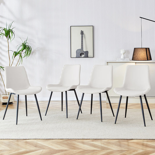 Dining Chair Metal White Cushioned for Dining Room, Kitchen or Lounge Use