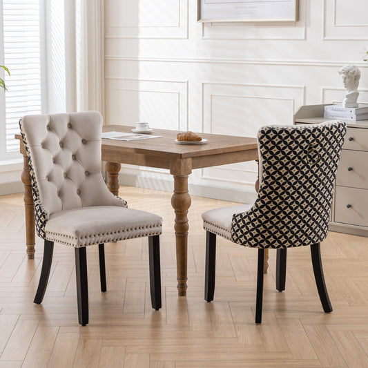 Dining Chairs Set of 2 Multiple Color Options Velvet Mid-Century Modern with Tufted Detail for Dining Room or Kitchen Seating