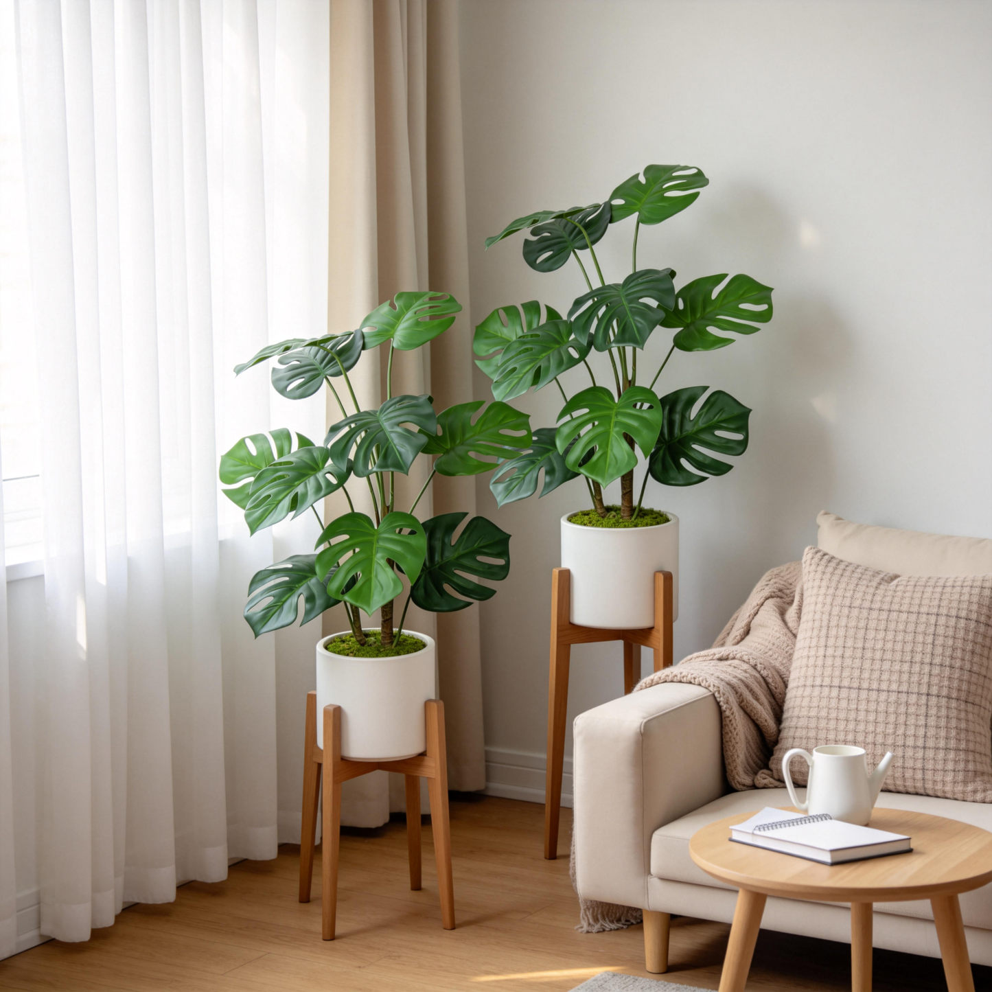 30'' Artificial Tropical Plant with White Pot, 2 pcs / set