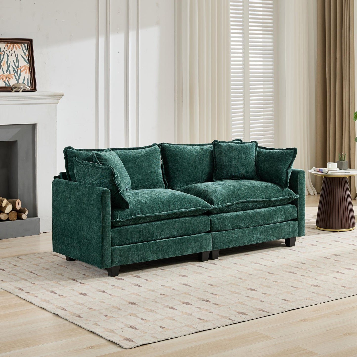 Cloud Sofa Modern Sectional Couch, Comfy Double Layer Upholstered Seat Cushion,Breathable Chenille Fabric