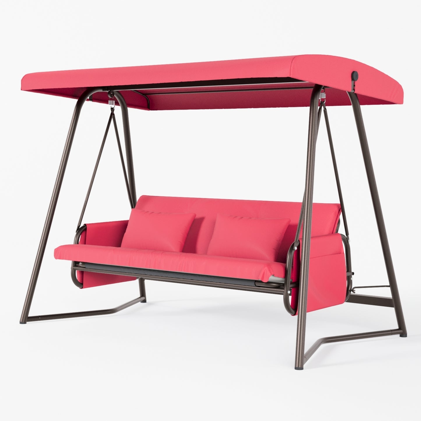 Outdoor Patio 3 seaters Metal Swing Chair Swing bed with Cushion and Adjustable Canopy