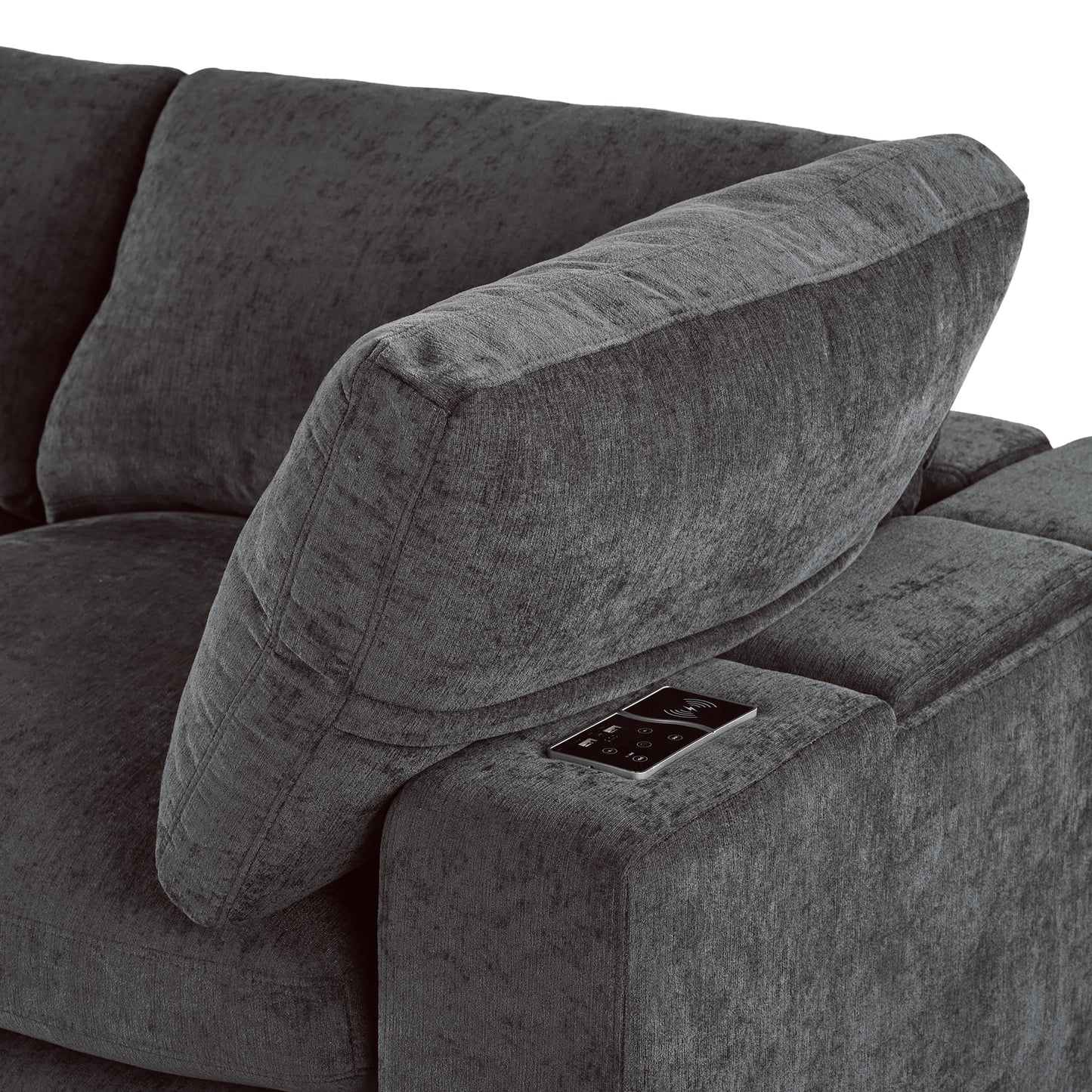 Upholstered Modular Sofa with  with Storage Space, USB Charge Ports,Wireless Charging and Built-in Bluetooth Speaker in Arm,Sectional sofa for Living Room Apartment.[old sku:WY000317AAE]