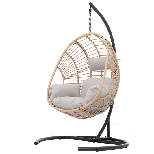 Outdoor Swing Chair Wicker Natural for Patio, Garden, or Backyard
